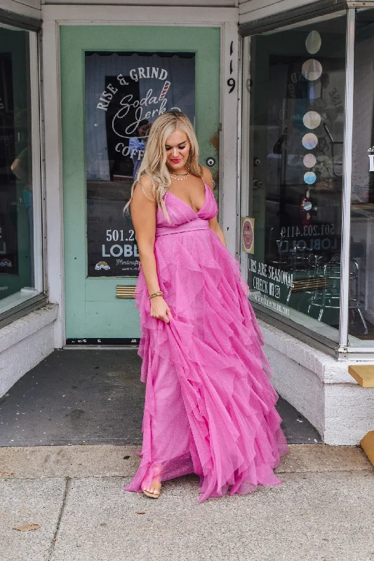 Dangerously Perfect Pink Ruffle Dress