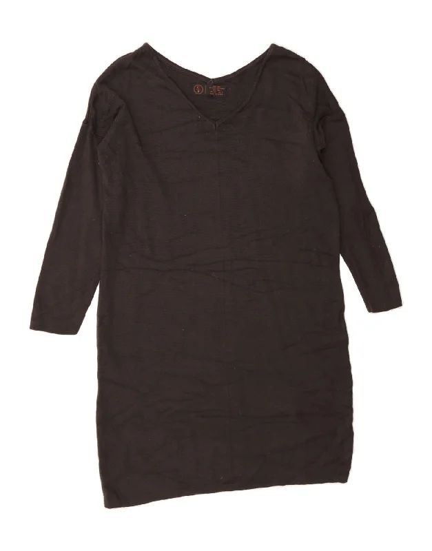 FAT FACE Womens Long Sleeve Jumper Dress UK 12 Medium Black Cotton