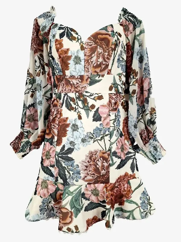 Sheike Cream Floral Structured Cocktail Dress Size 10