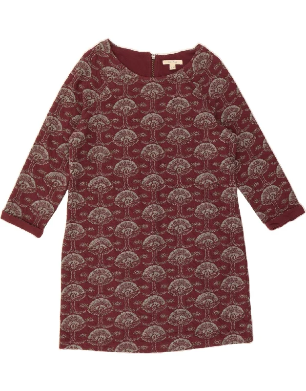 WHITE STUFF Womens Abstract Pattern A-Line Dress UK 12 Medium Maroon