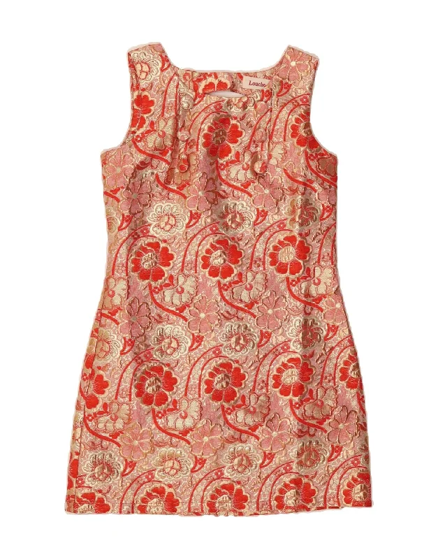 LOUCHE Womens Sleeveless Sheath Dress UK 12 Medium Red Floral Polyester