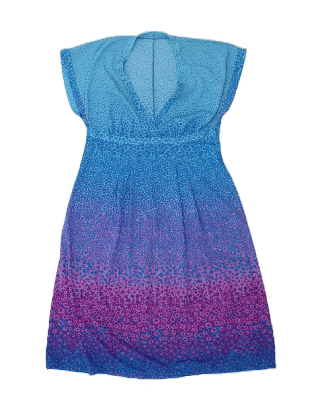 VINTAGE Womens A-Line Dress UK 10 Small Blue Floral