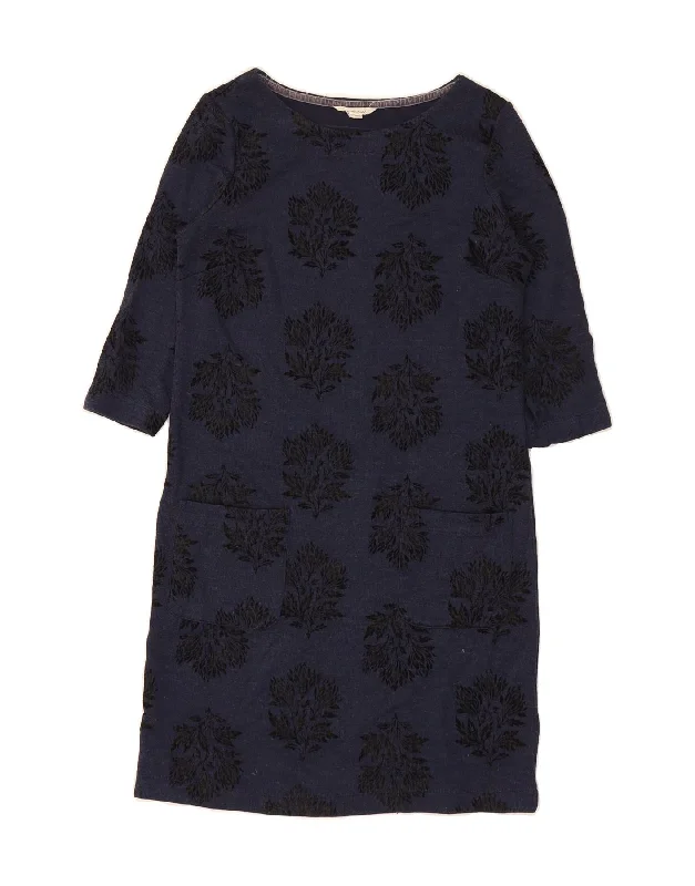 WHITE STUFF Womens 3/4 Sleeve Jumper Dress UK 10 Small Navy Blue Floral