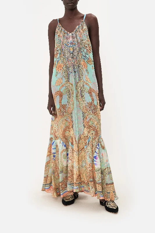 DRAWSTRING HALTER DRESS MAKE LOVE NOT WAR