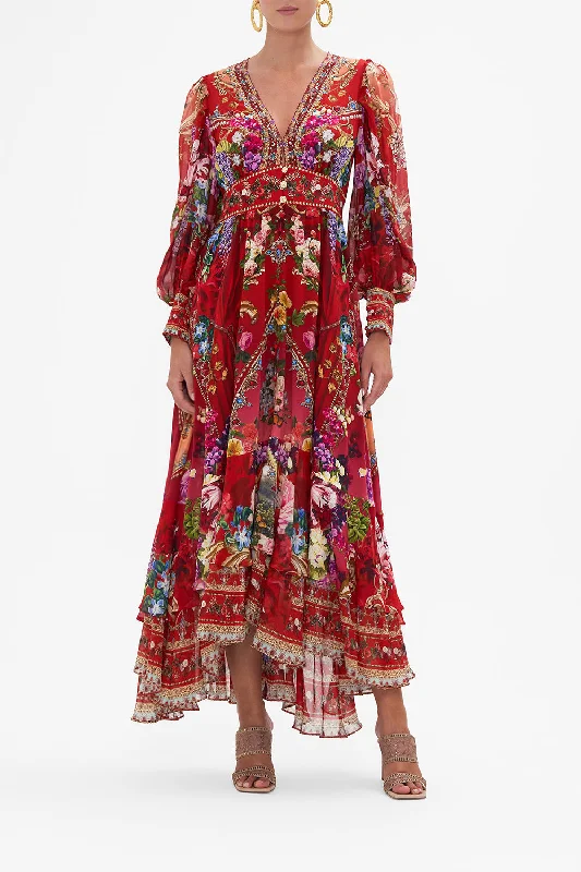 LONG BUTTON FRONT DRESS RITES OF ROSES