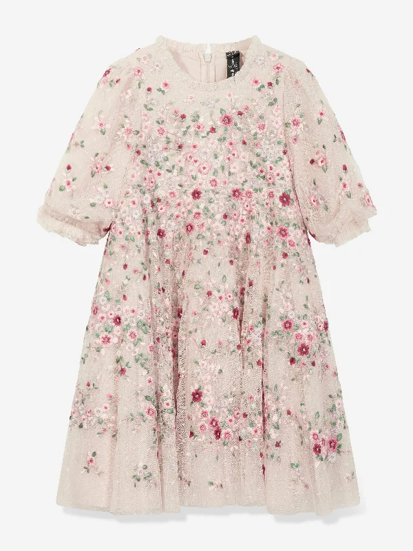 Needle & Thread Girls Lunaria Wreath Dress in Multicolour