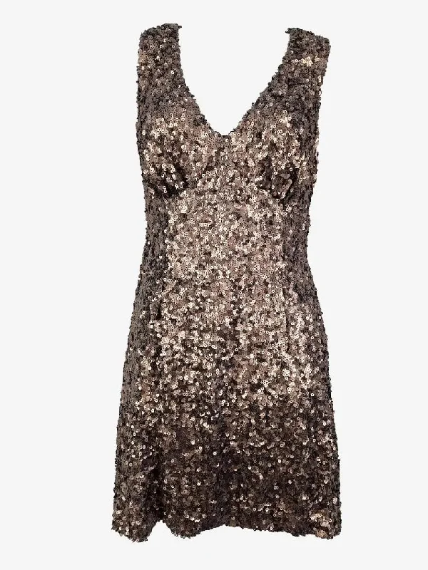 French Connection Taupe Sequin Mini Cocktail Dress Size 10