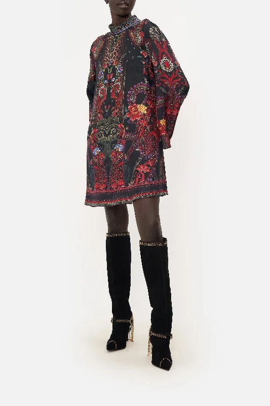 LONG SLEEVE SWING DRESS WOODSTOCK ROCK