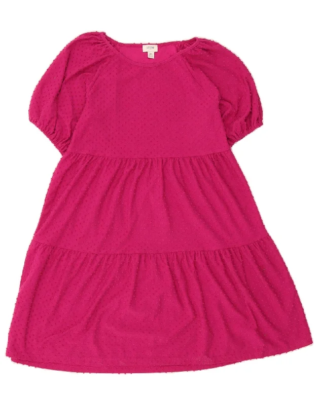 J. CREW Womens Tiered Dress UK 6 XS Pink Polyester