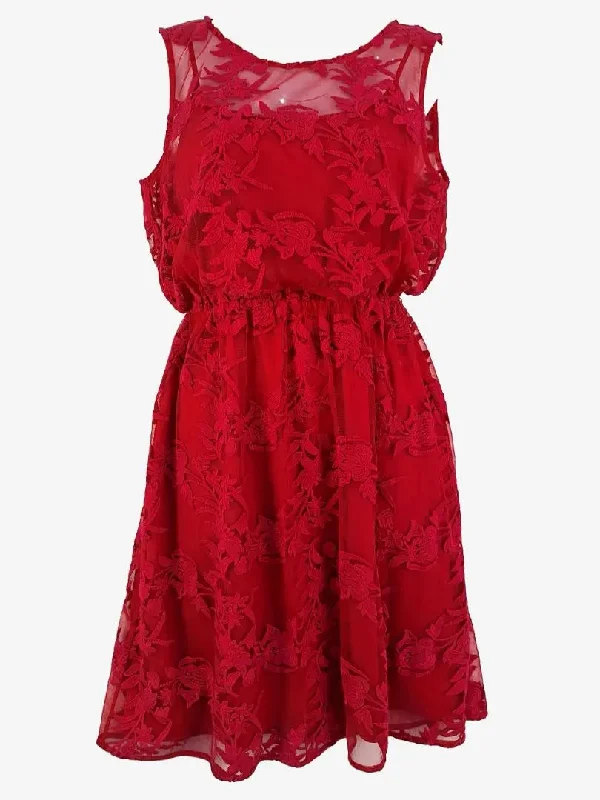 Jayson Brunsdon Festive Cherry Red Lace Dress Size 10