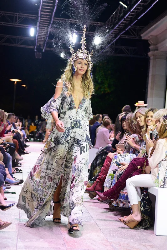 LONG DRESS WITH PEPLUM OVERLAY MEMORY LANE