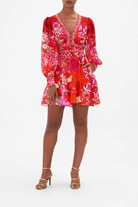 BUTTON FRONT FRILL DRESS SECRET GARDEN