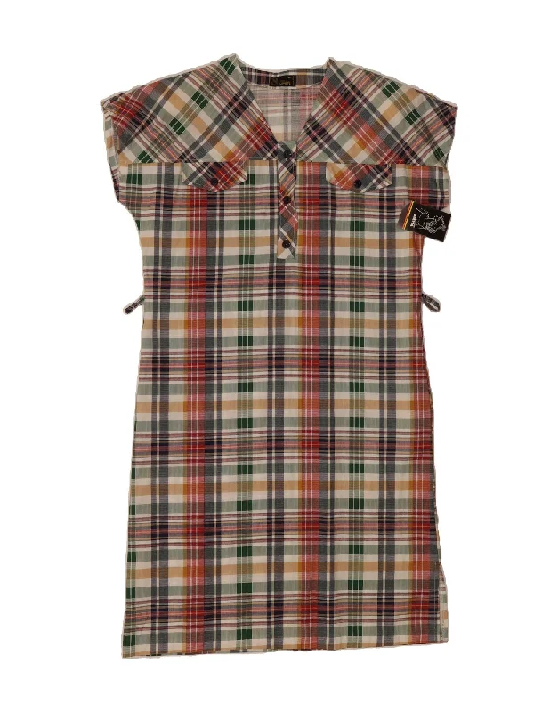 VINTAGE Womens Sheath Dress IT 46 Large Multicoloured Check Cotton