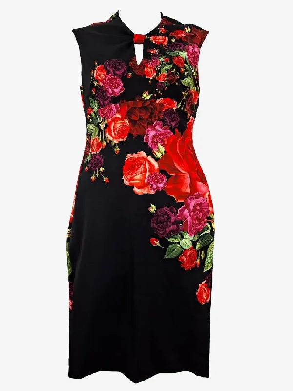 Ted Baker Classy Midnight Rose Bow Front Dress Size 12