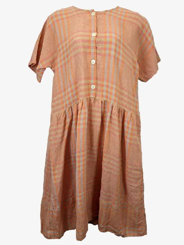 POL Marigold Check Boho Linen Dress Size 12