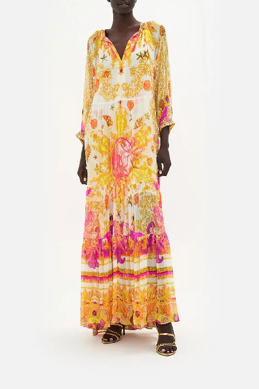 LONG GATHERED PANEL DRESS SQUID SQUAD