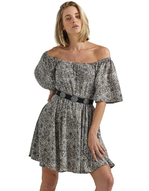 WOMENS SHORT SLEEVE FLUTTER DRESS