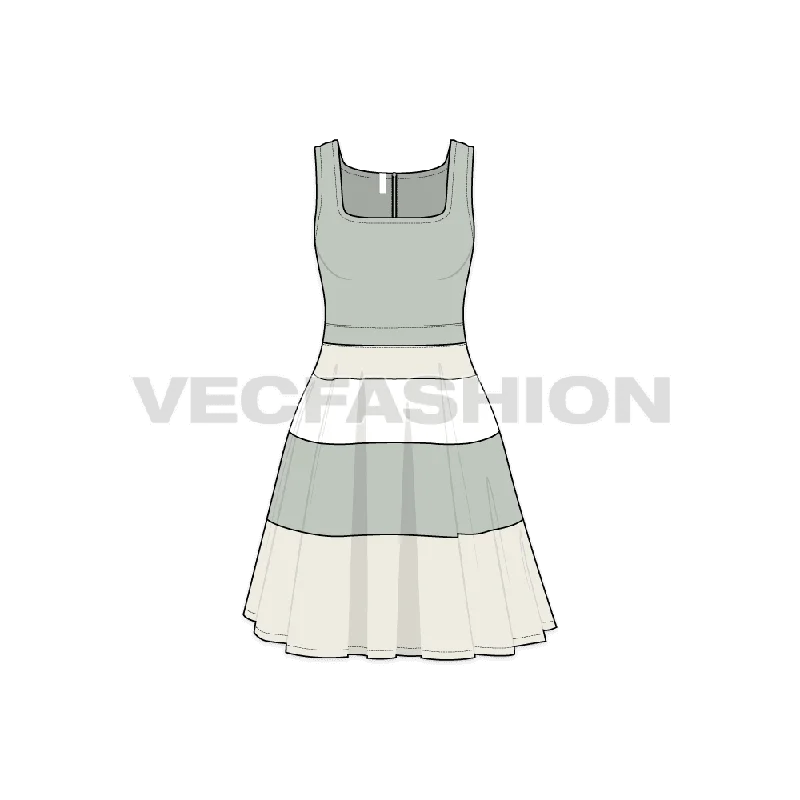 Women's Square Neck Swing Dress