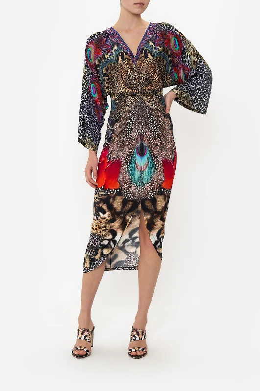 LONG SPLIT FRONT TWIST DRESS XANADU RISING