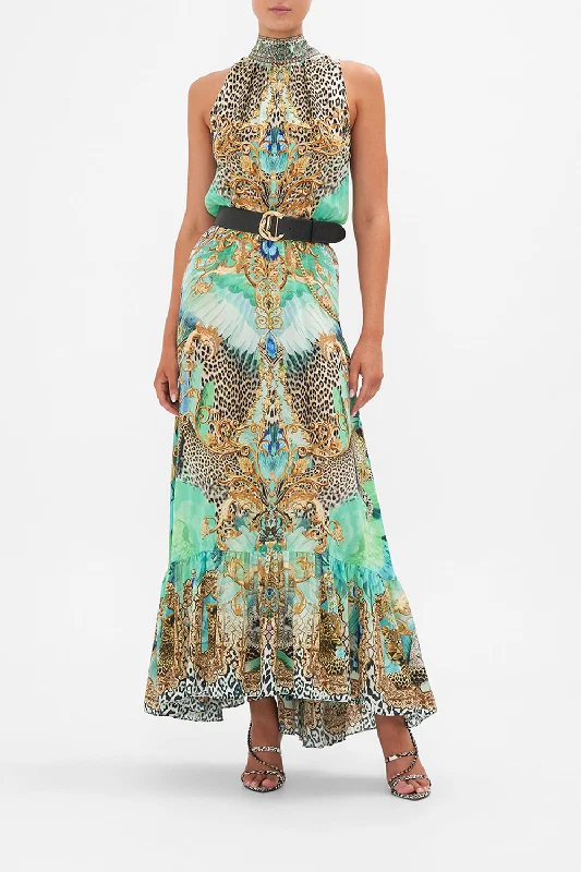 NECKTIE DRESS WITH ELASTICATED WAIST LAY OF THE LAND