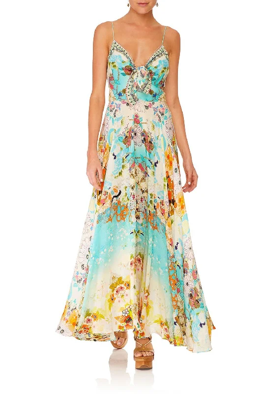 LONG DRESS WITH TIE FRONT RETRO'S RAINBOW