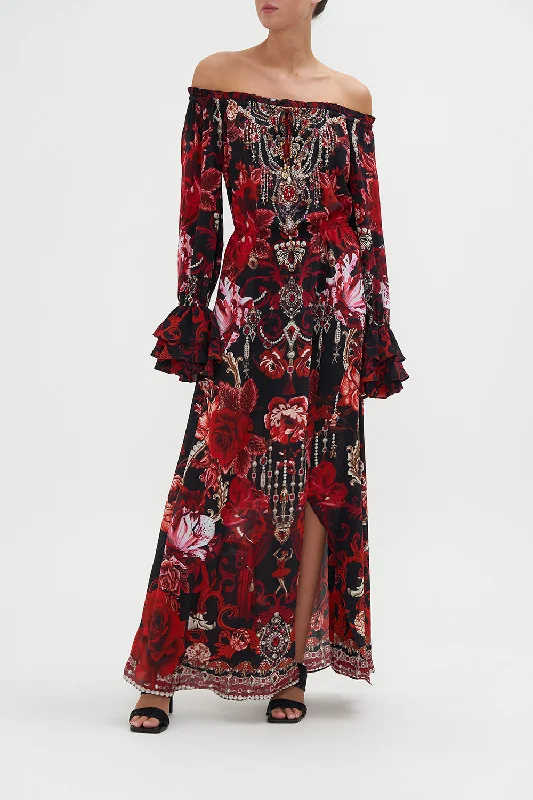 DROP SHOULDER SPLIT DRESS SISTERHOOD OF THE ROSE