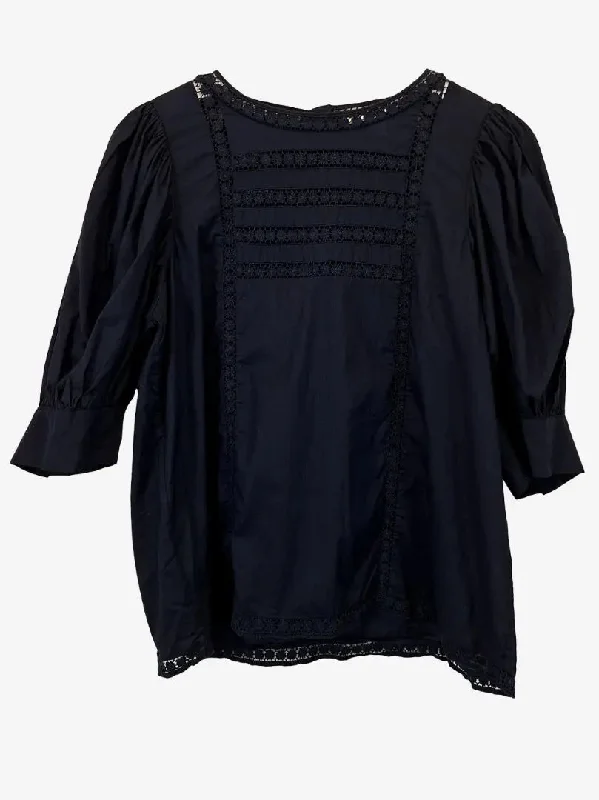Witchery Navy Floral Lace Peasant Dress Size 12