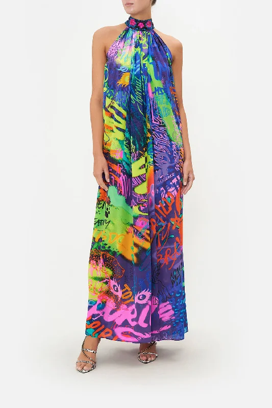TIE NECK LONG DRESS MOTHER EARTHS ARMY