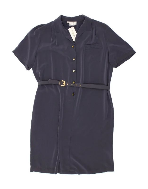 CARLA FERRONI Womens Sheath Dress IT 54 2XL Navy Blue Silk