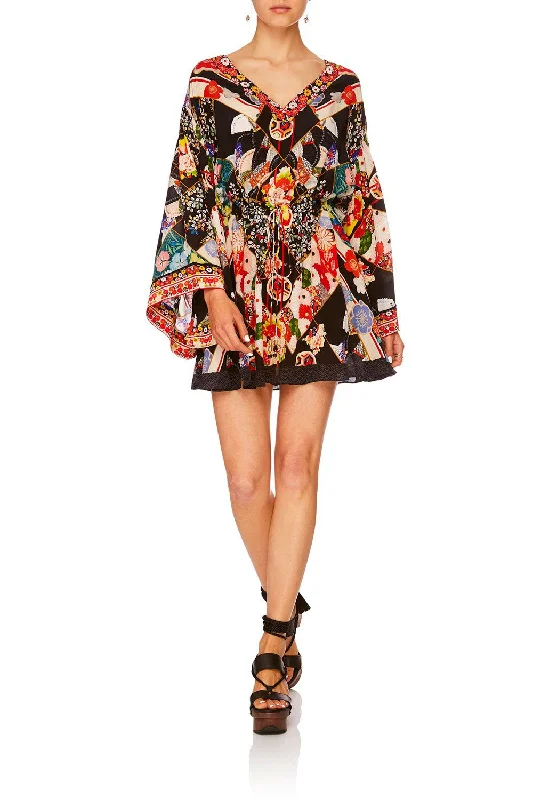 V-NECK WIDE SLEEVE DRESS STAR GIRL