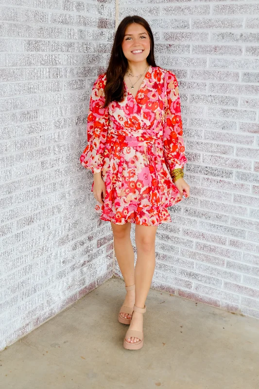 Girl Like Me - Floral Print Tie Waist Dress