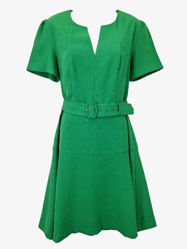 Review Parakeet Green Crepe Belted Office Dress Size 10
