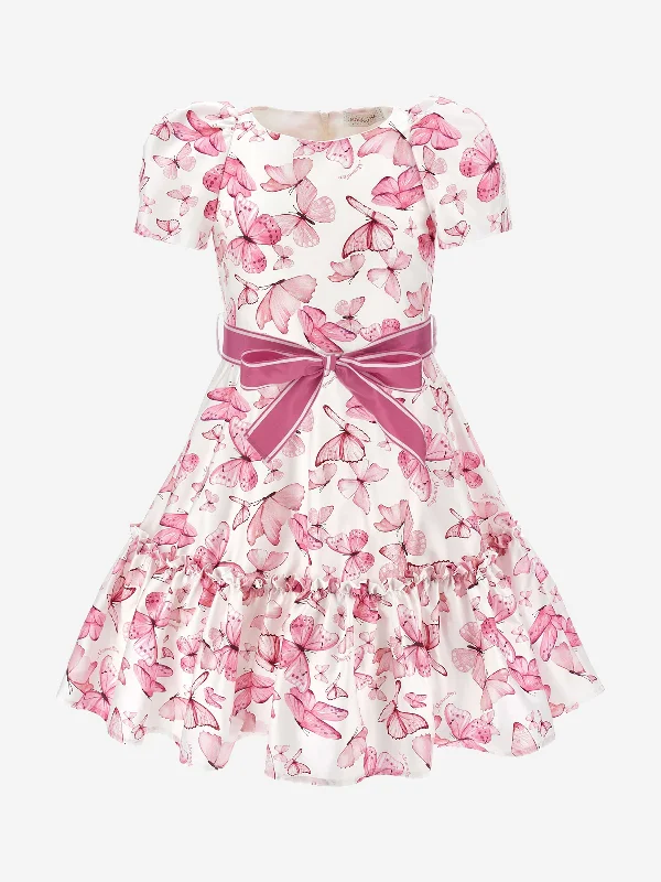 Girls Butterfly Print Dress in Pink