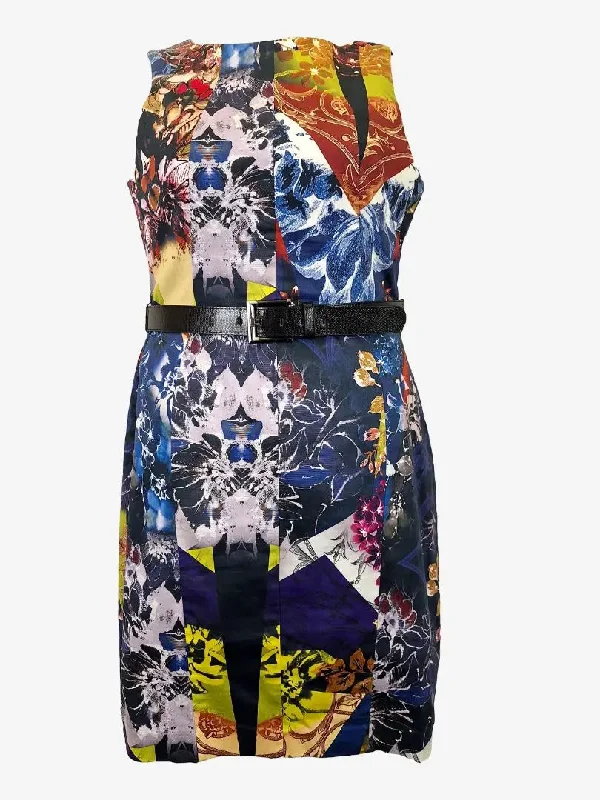 Cue Sheath Panelled with Belt Dress Size 12