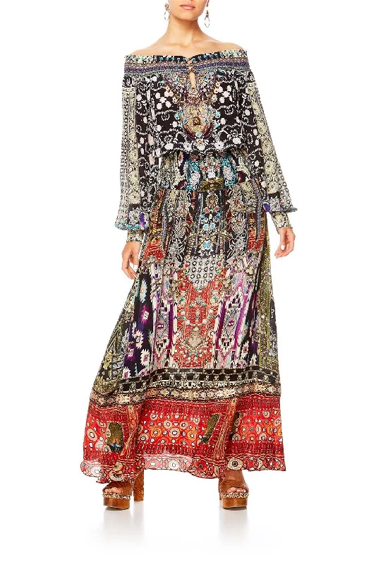 OFF SHOULDER SHIRRED DRESS JAGGI'S KINGDOM