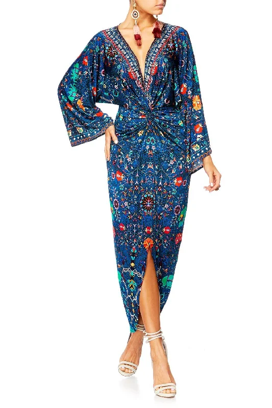 LONG SPLIT FRONT SLIP DRESS KINDNESS KALEIDOSCOPE