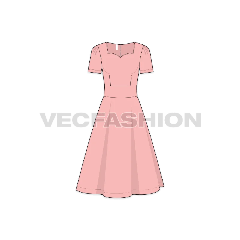 Women's Short Sleeved Swing Dress