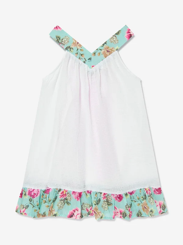 Selini Action Girls Floral Beach Dress in White