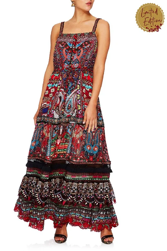 TIERED FRILL HEM LONG DRESS QUEEN ALIKA