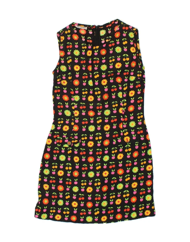 ALBA FORNARI Womens Sleeveless Sheath Dress IT 44 Medium Black Floral