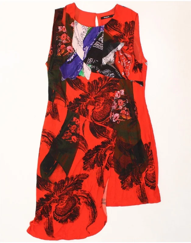 DESIGUAL Womens Sleeveless Sheath Dress EU 46 XL Red Floral