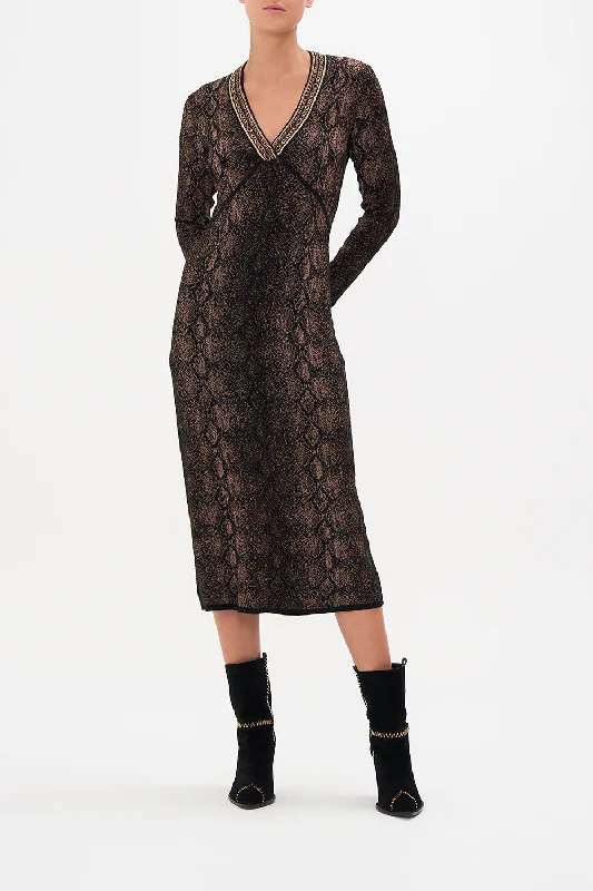 LONG KNIT DRESS WILD HORSES
