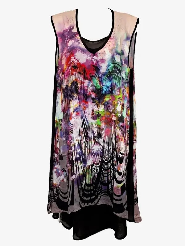 Obi Sparkle Colourful Abstract Flowy Dress Size 10