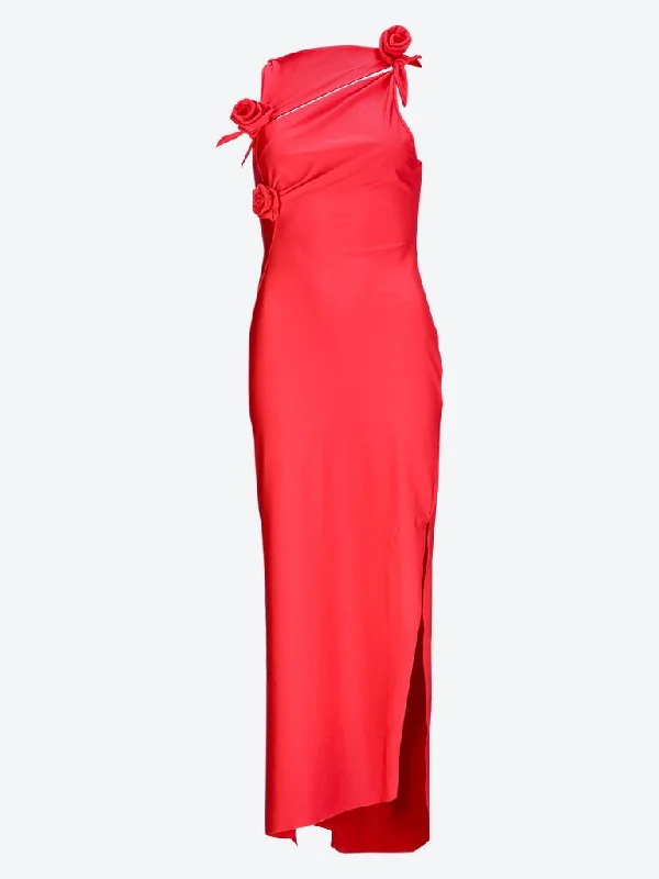 Asymmetric flower maxi dress Elegant Lace-Up Maxi Dress