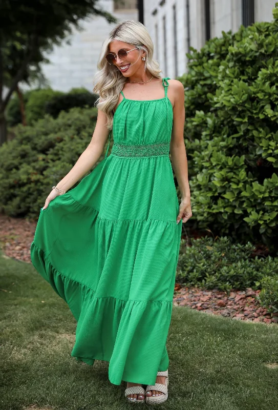 FINAL SALE - Elevated Effect Green Tiered Maxi Dress Comfortable Long-Sleeve Maxi Dress FINAL SALE - Elevated Effect Green Tiered Maxi Dress Comfortable Long-Sleeve Maxi Dress
