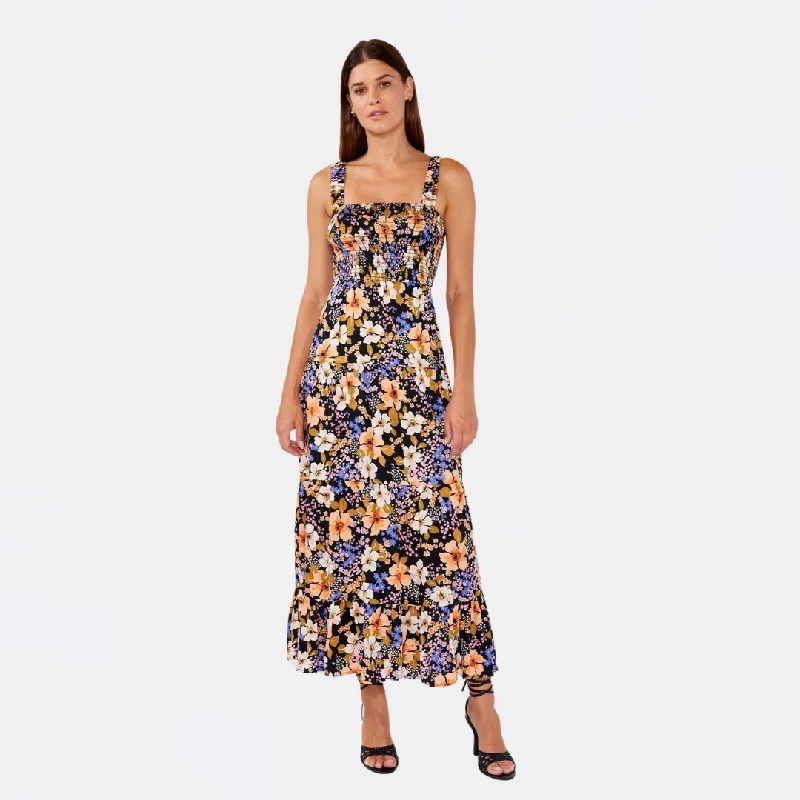 Ethereal Escape Maxi Dress (Black + Dusty Coral) Cozy Wrap Maxi Dress