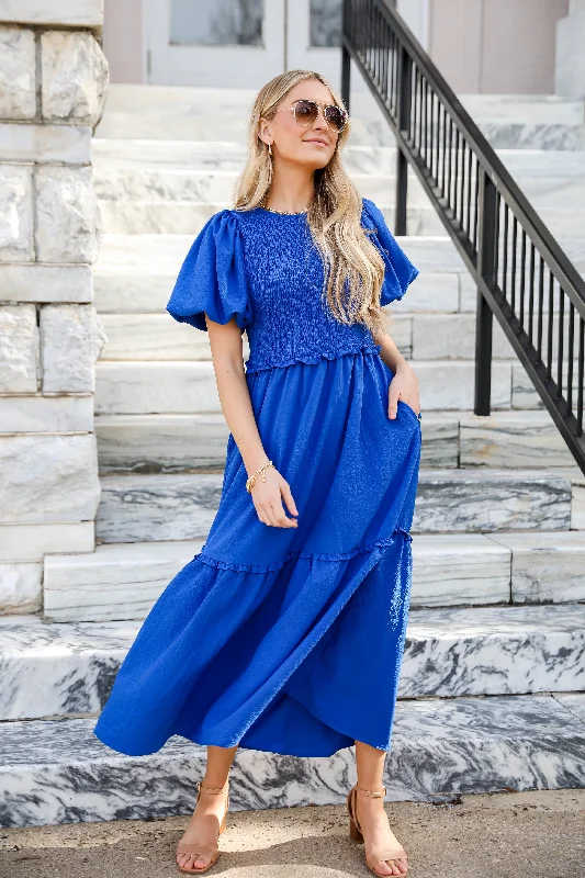 FINAL SALE - Exceptional Sight Blue Maxi Dress Fashionable High-Low Maxi Dress