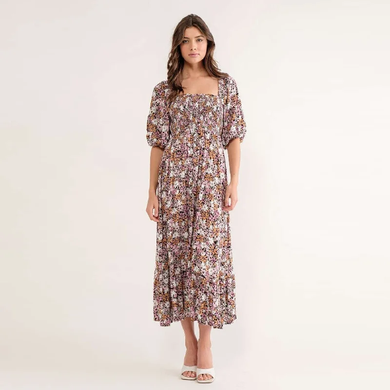 Floral Maxi Dress (Pink) Fashionable Layered Maxi Dress