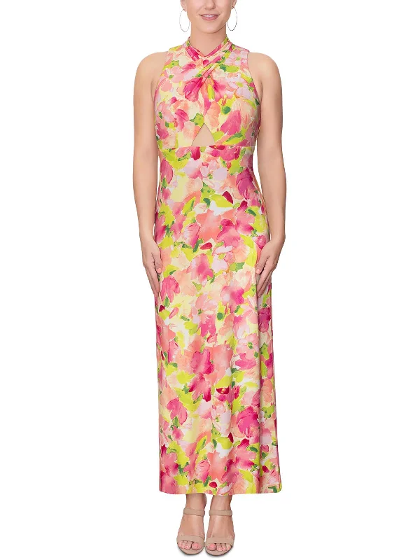 Fran Womens Printed Long Maxi Dress Trendy Maxi Dress with Lace