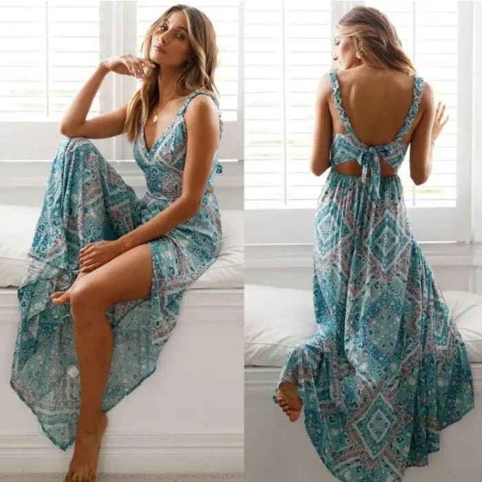 Haven Slit Maxi Dress in Blue Trendy Button Front Maxi Dress